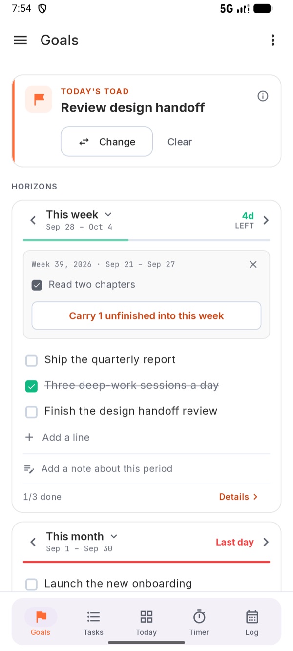 Goals for this week and month